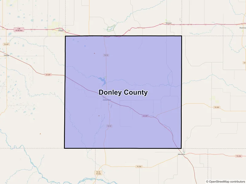 Map of Donley County, Texas and ZIP codes