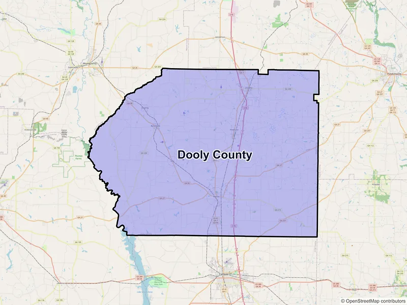 Map of Dooly County, Georgia and ZIP codes