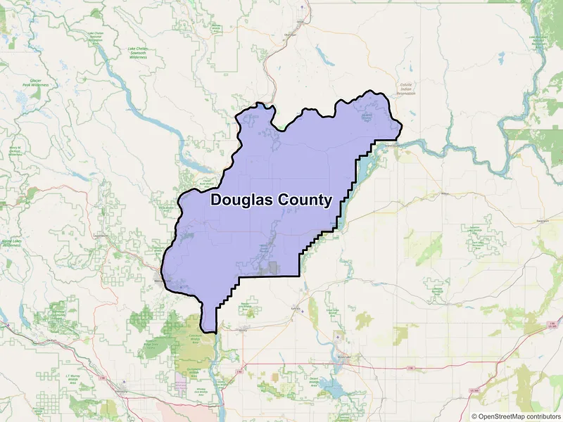 Map of Douglas County, Washington and ZIP codes