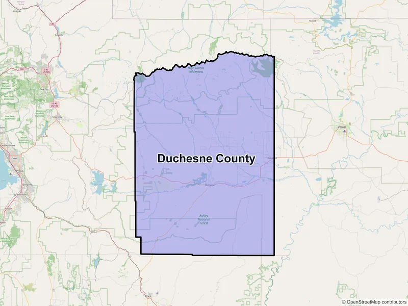 Map of Duchesne County, Utah and ZIP codes