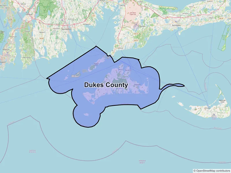 Map of Dukes County, Massachusetts and ZIP codes