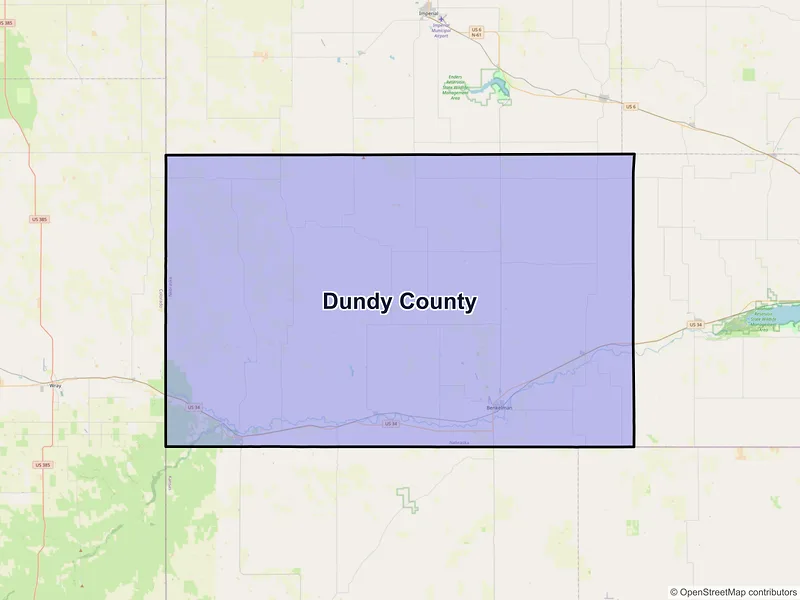 Map of Dundy County, Nebraska and ZIP codes