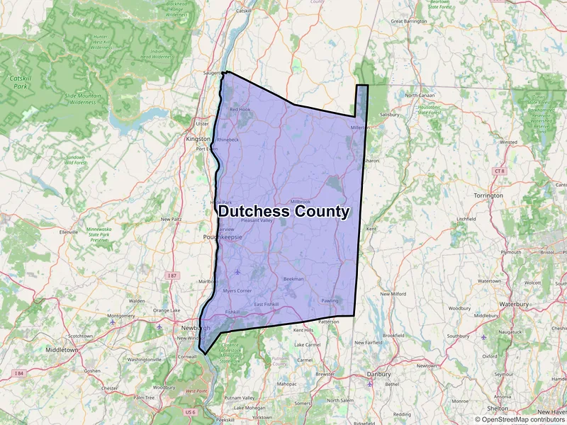 Map of Dutchess County, New York and ZIP codes