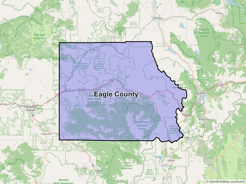 Map of Eagle County, Colorado and ZIP codes