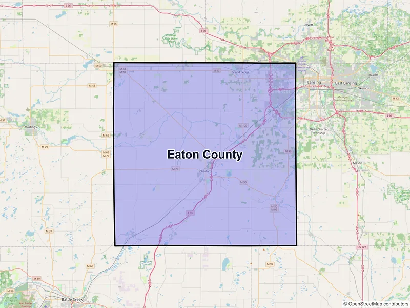 Map of Eaton County, Michigan and ZIP codes