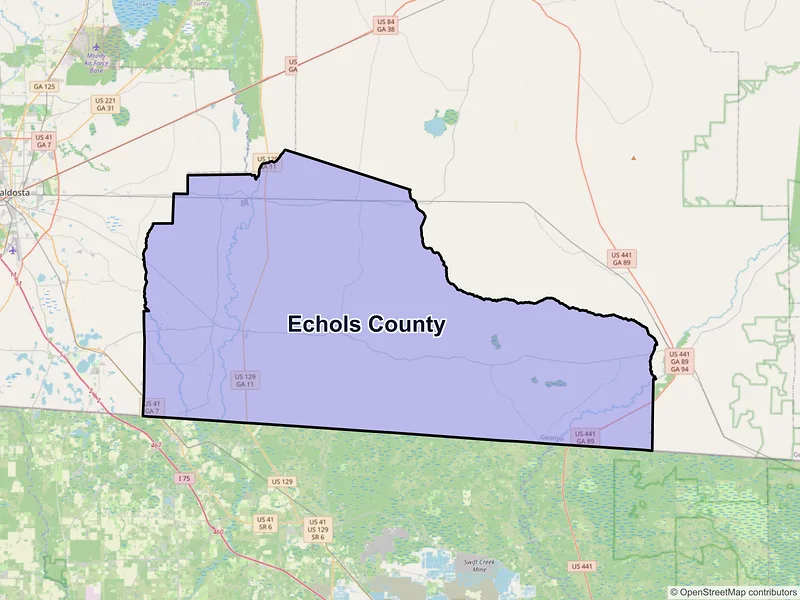 Map of Echols County, Georgia and ZIP codes