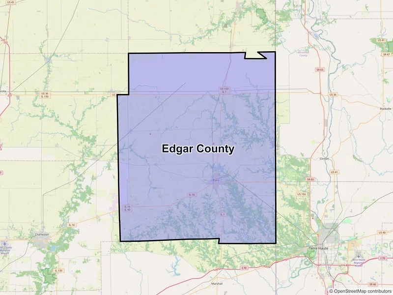 Map of Edgar County, Illinois and ZIP codes