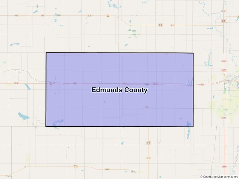 Map of Edmunds County, South Dakota and ZIP codes
