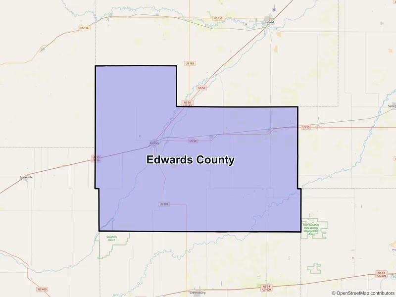 Map of Edwards County, Kansas and ZIP codes