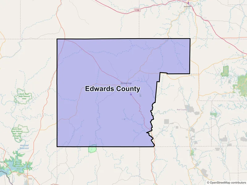 Map of Edwards County, Texas and ZIP codes