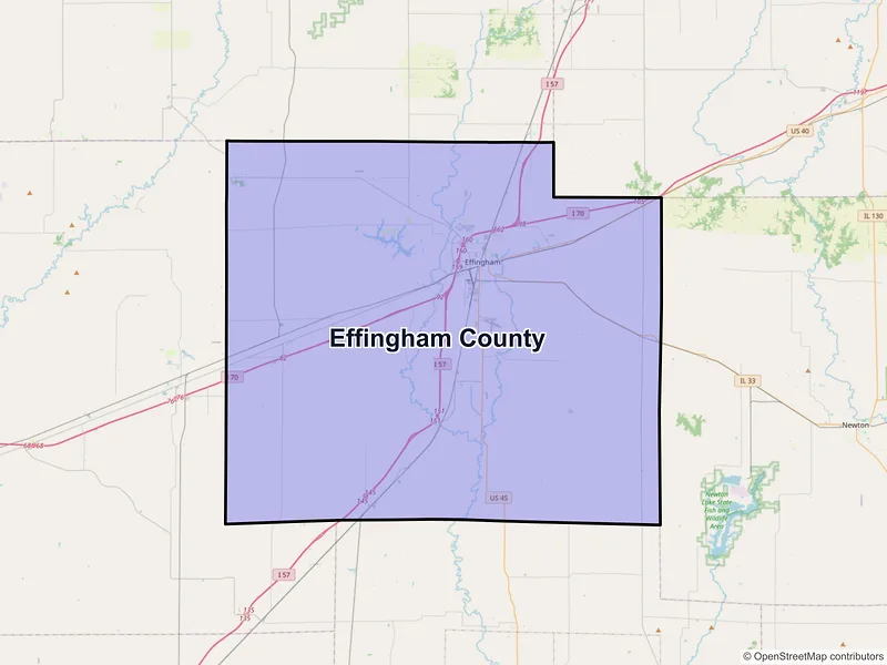 Map of Effingham County, Illinois and ZIP codes