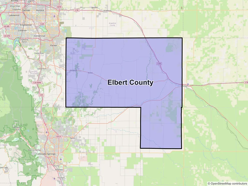 Map of Elbert County, Colorado and ZIP codes