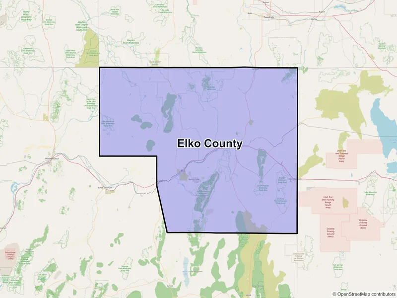 Map of Elko County, Nevada and ZIP codes