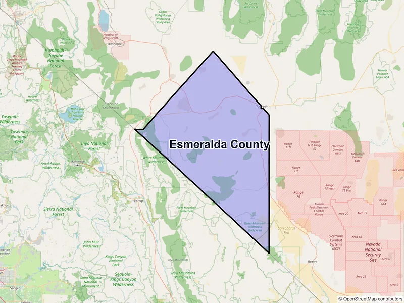 Map of Esmeralda County, Nevada and ZIP codes
