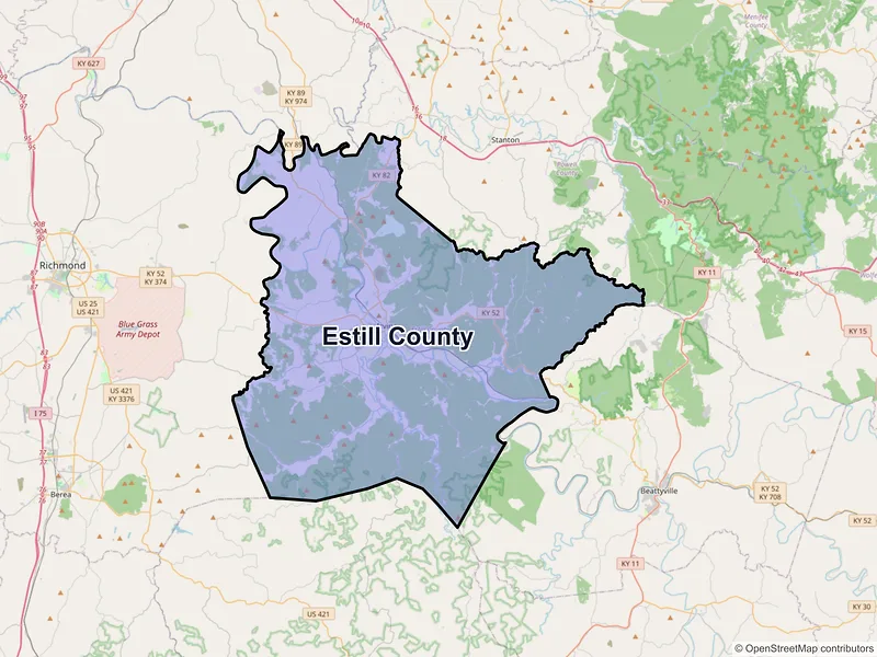Map of Estill County, Kentucky and ZIP codes