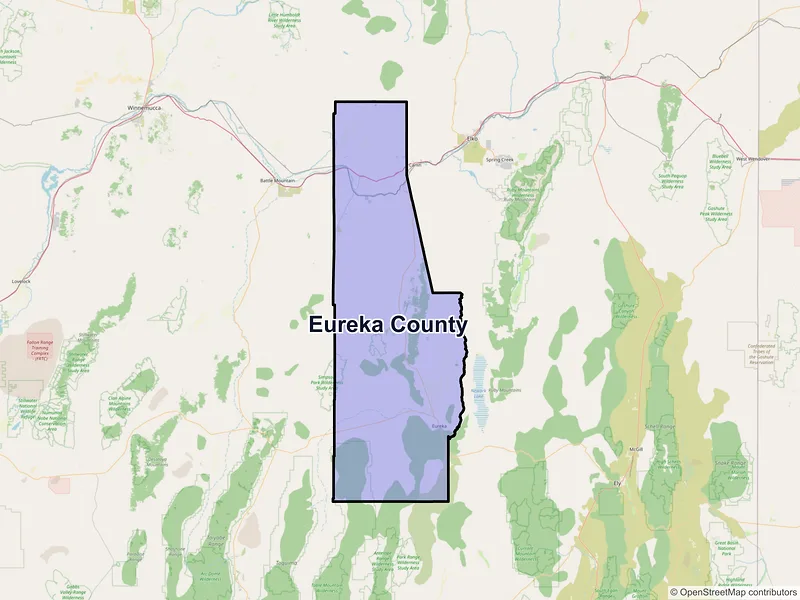 Map of Eureka County, Nevada and ZIP codes