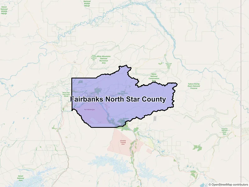 Map of Fairbanks North Star County, Alaska and ZIP codes