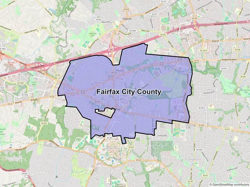 Map of Fairfax County, Virginia and ZIP codes