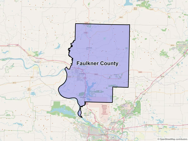 Map of Faulkner County, Arkansas and ZIP codes