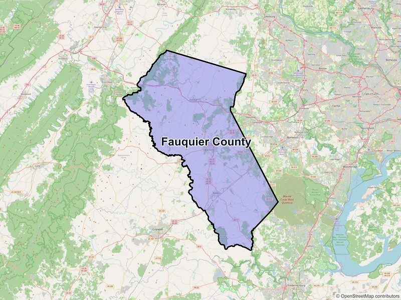 Map of Fauquier County, Virginia and ZIP codes