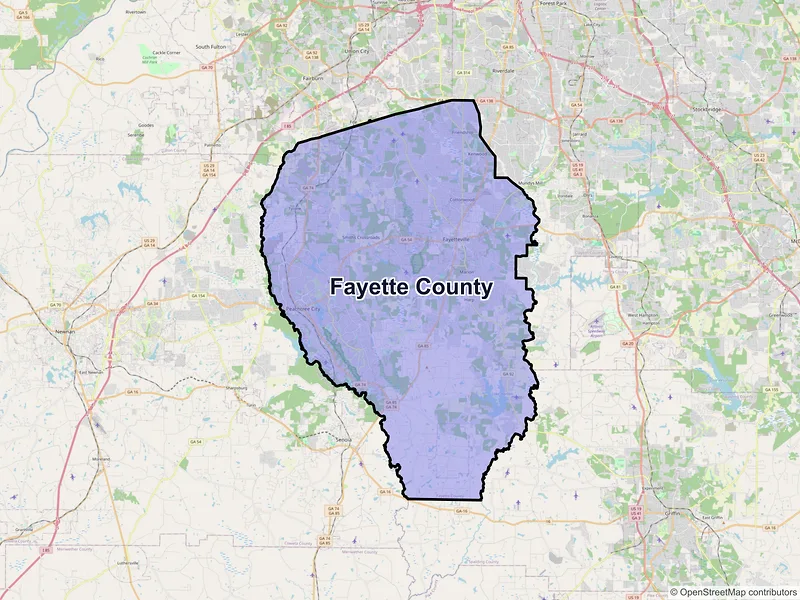Map of Fayette County, Georgia and ZIP codes