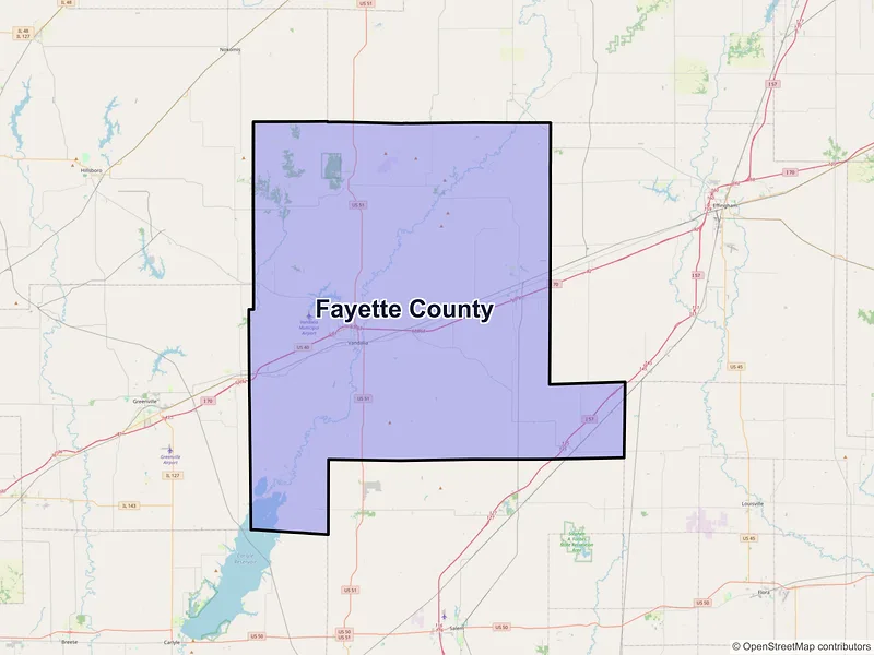 Map of Fayette County, Illinois and ZIP codes