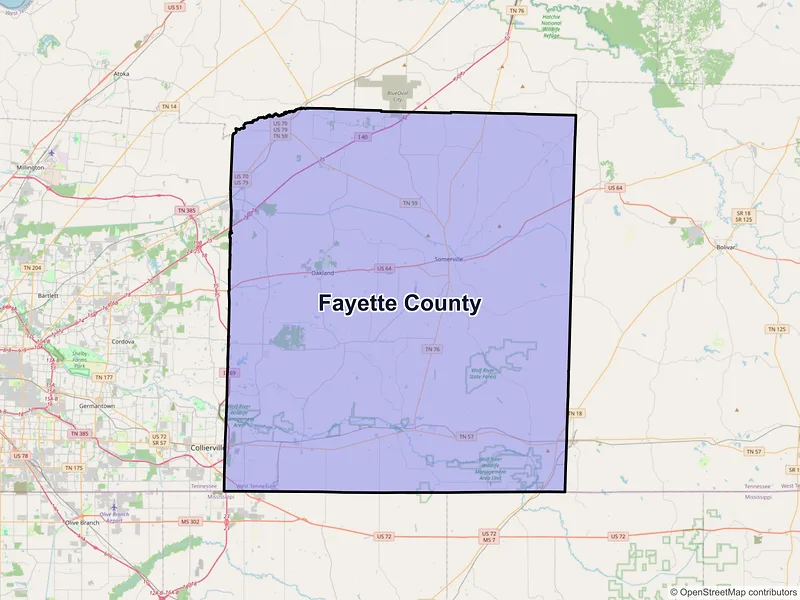 Map of Fayette County, Tennessee and ZIP codes