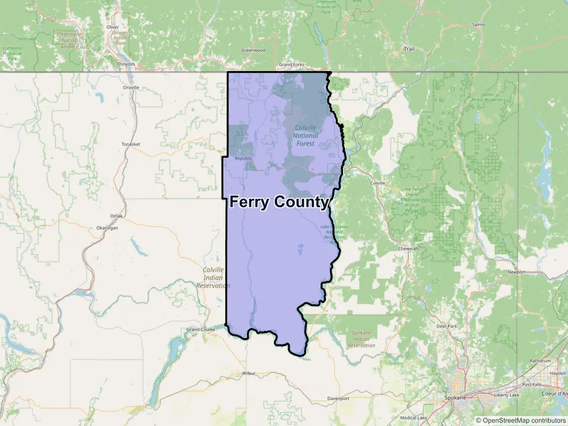 Map of Ferry County, Washington and ZIP codes