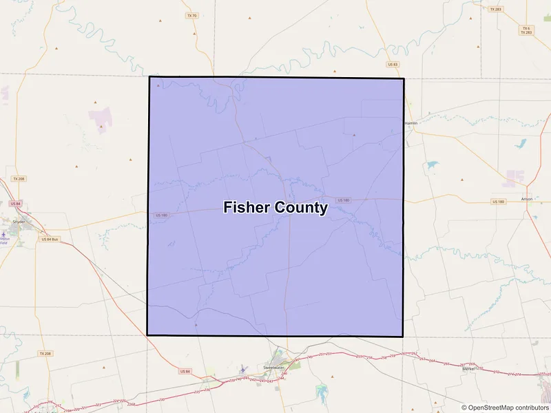 Map of Fisher County, Texas and ZIP codes