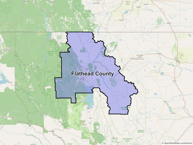 Map of Flathead County, Montana and ZIP codes