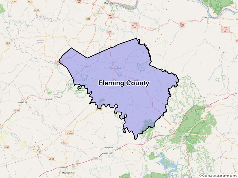 Map of Fleming County, Kentucky and ZIP codes