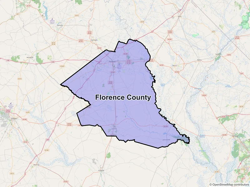 Map of Florence County, South Carolina and ZIP codes