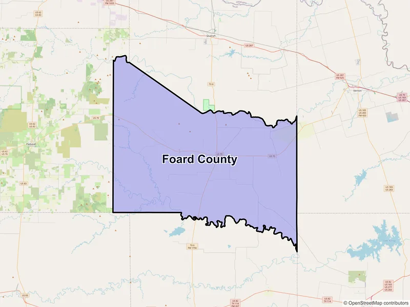 Map of Foard County, Texas and ZIP codes