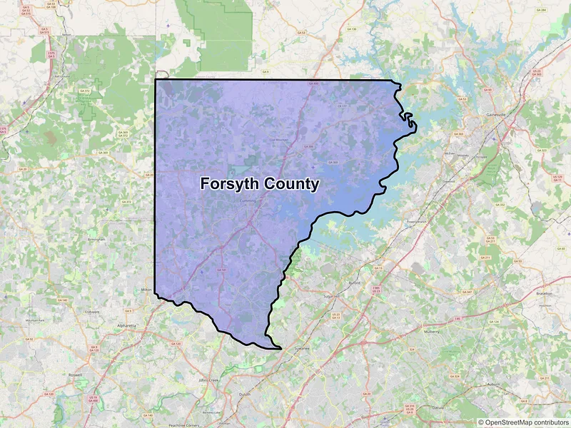 Map of Forsyth County, Georgia and ZIP codes