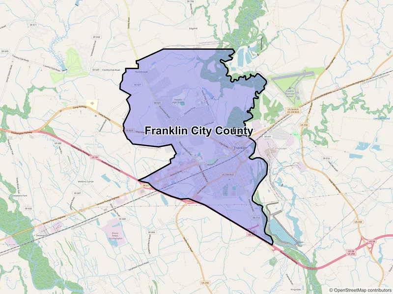Map of Franklin County, Virginia and ZIP codes