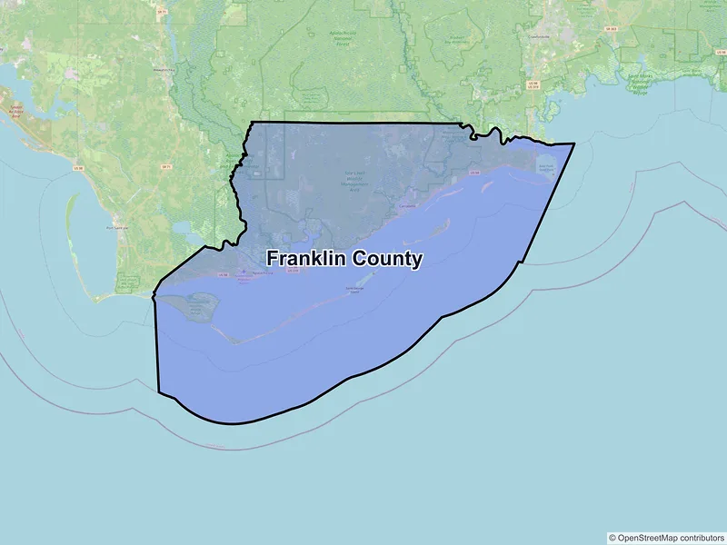 Map of Franklin County, Florida and ZIP codes