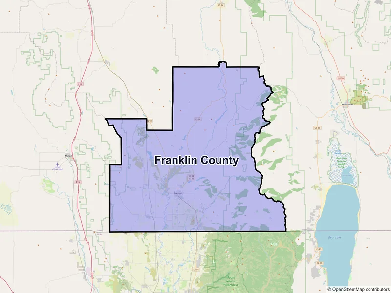 Map of Franklin County, Idaho and ZIP codes