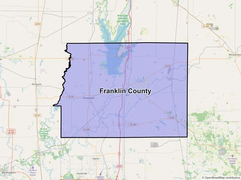 Map of Franklin County, Illinois and ZIP codes