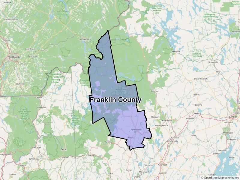 Map of Franklin County, Maine and ZIP codes