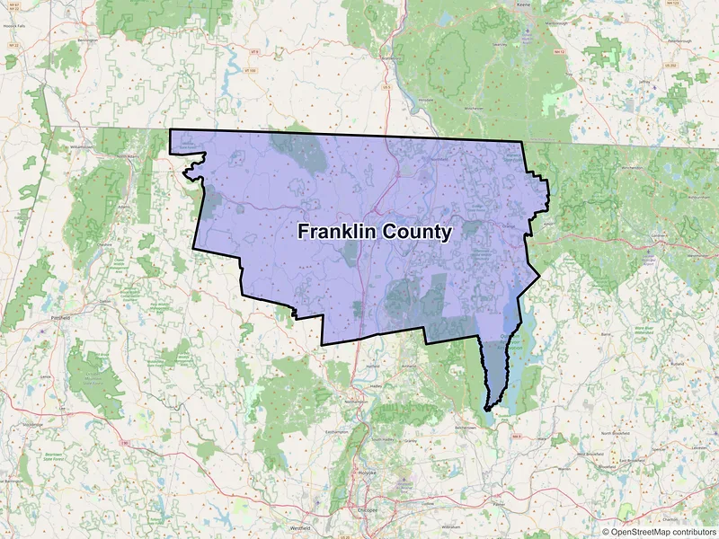 Map of Franklin County, Massachusetts and ZIP codes