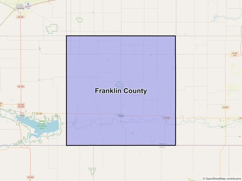 Map of Franklin County, Nebraska and ZIP codes