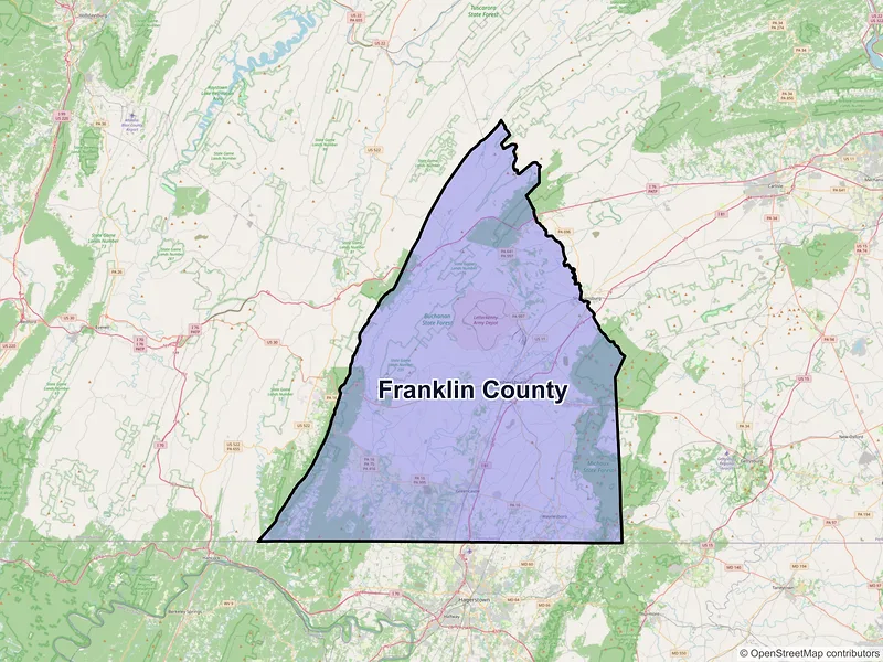 Map of Franklin County, Pennsylvania and ZIP codes