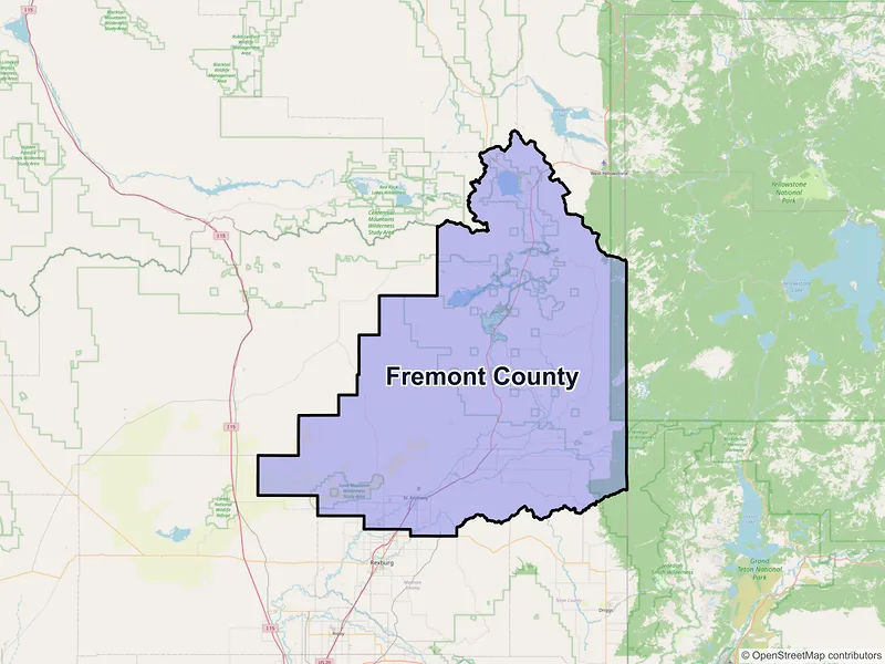 Map of Fremont County, Idaho and ZIP codes