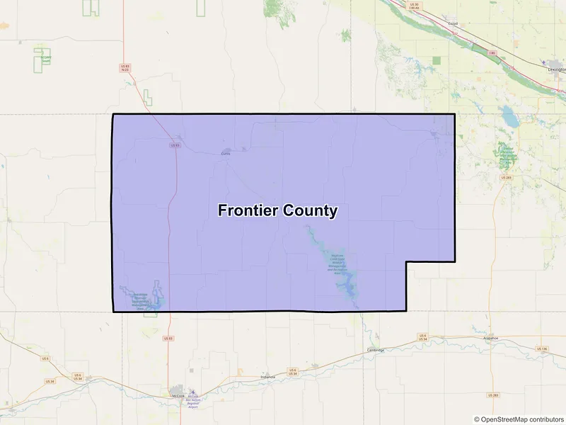Map of Frontier County, Nebraska and ZIP codes