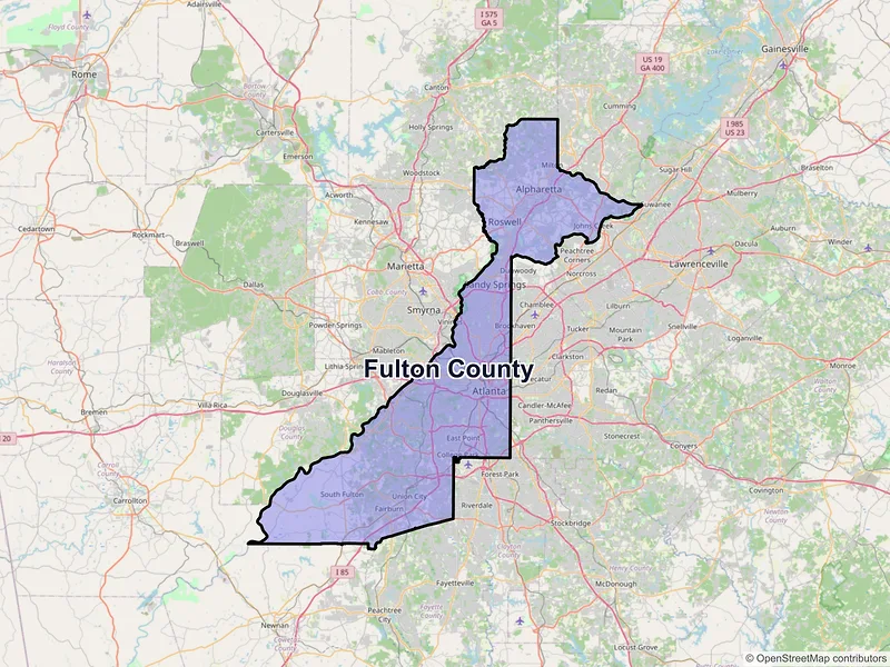 Map of Fulton County, Georgia and ZIP codes