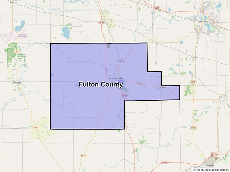 Map of Fulton County, Indiana and ZIP codes