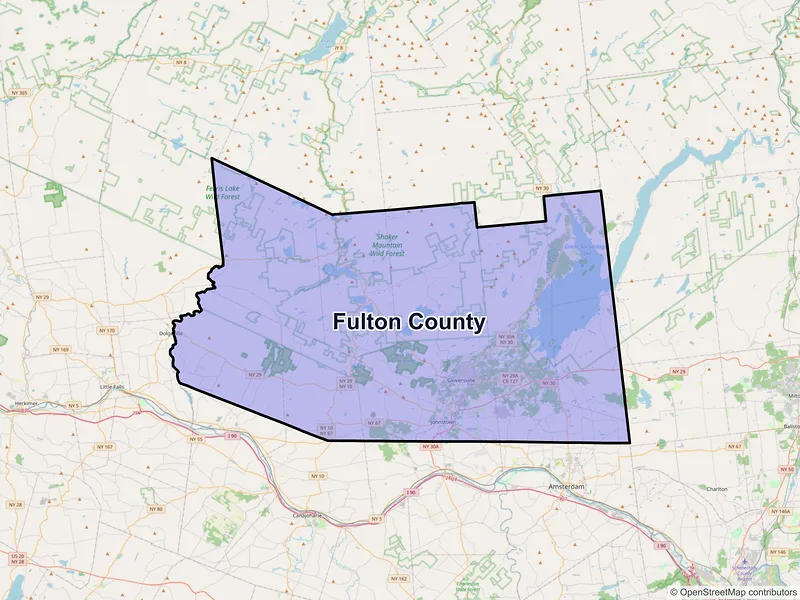 Map of Fulton County, New York and ZIP codes