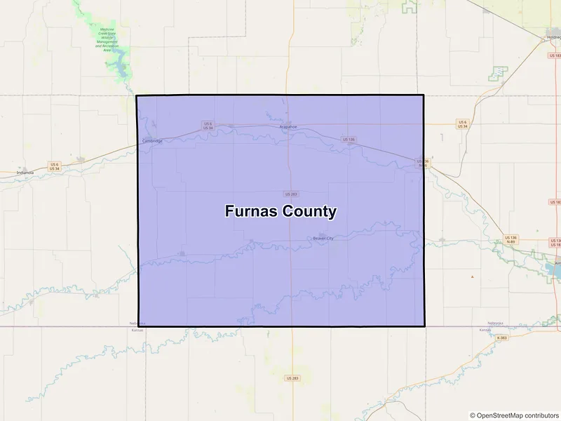 Map of Furnas County, Nebraska and ZIP codes