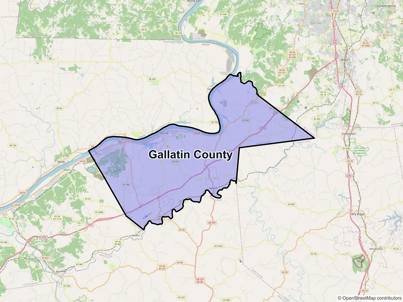 Map of Gallatin County, Kentucky and ZIP codes