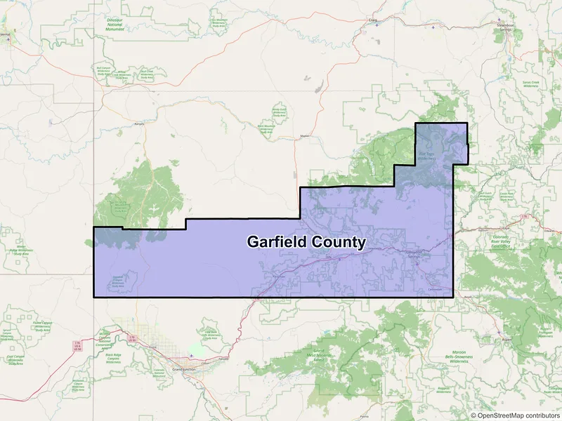 Map of Garfield County, Colorado and ZIP codes